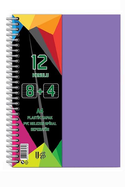 Artlantis 12 Thread 8+4 Bookmark Notebook - 300 Sheets, 1 Piece, 8 Plaids 4 Lines Spral Plastic Covered Separator