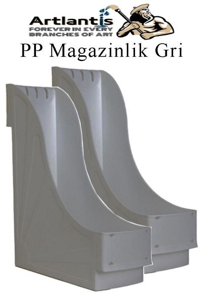 Artlantis Gray Plastic Magazine Holder - 2 A4 Files and Desk Organizer Classroom Home