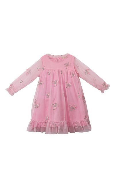 Lolons Rochie din tul țesut cu modele florale pentru fete