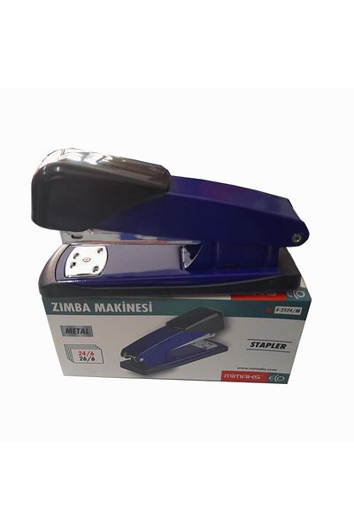 Mimaks Stapler Metal Blue E-2524/m Stapler 24/6 1 Piece Large Stapler 25-30 Pages