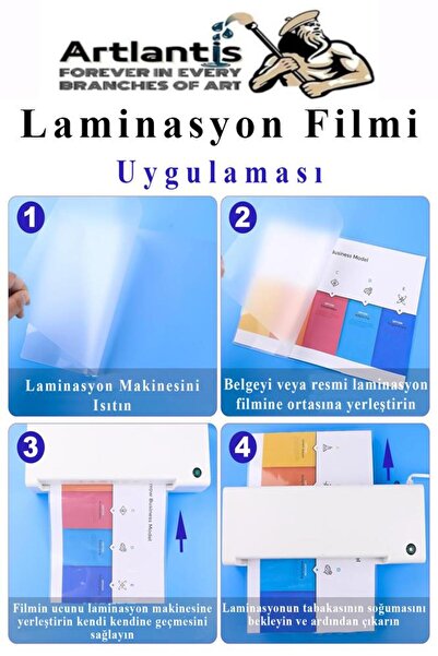 Artlantis Laminasyon Filmi Parlak A5 10 lu 1 Paket 125 Mikron Laminasyon Kaplama Pvc Kaplama Poşeti 10 Adet