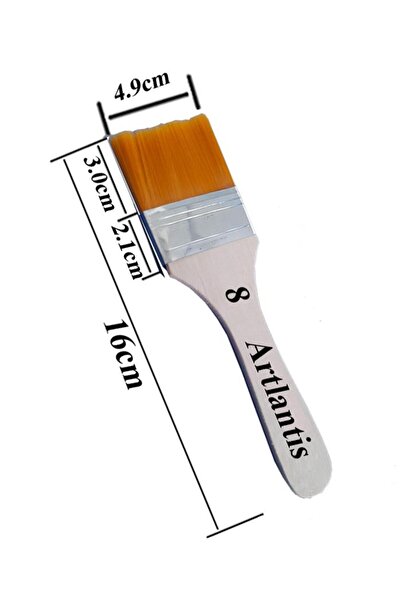 Artlantis Zemin Fırçası 8 Numara Sentetik İpek Uçlu Kıl Akrilik Guaj Yağlı Boya Fırçası Zemin Fırça No:8 1 Ade
