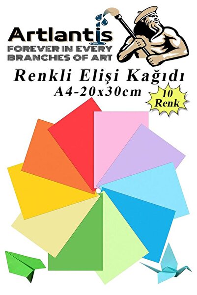 Artlantis Elişi Kağıdı A4 10 Renk 1 Paket El işi Kağıdı 10 Lu Kreş Ana Sınıfı...