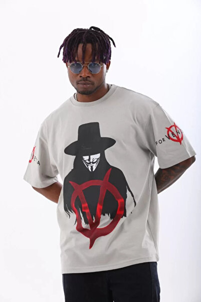 YALÇIN Velmora Oversized Printed Crew Neck T-Shirt - Gray