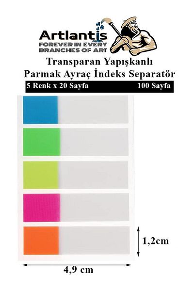 Artlantis Self-Adhesive Bookmark Postit 5 Colors 1 Piece Adhesive Note Paper Transparent Finger Mark Inde