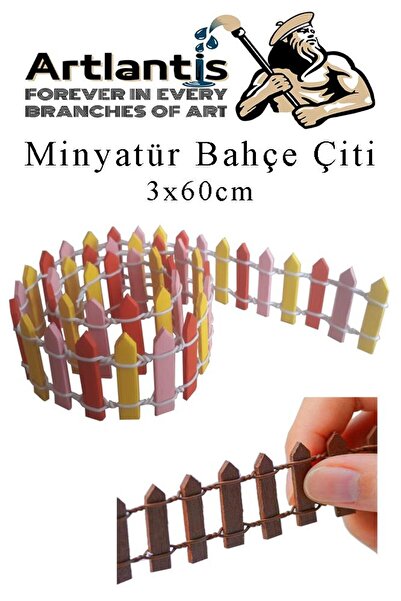 Artlantis Mini Bahçe Çiti Renkli 3x60cm 1 Adet Dekoratif Minyatir Bahçe Çiti Okul Proje Teraryum Mini Ev Bahçe