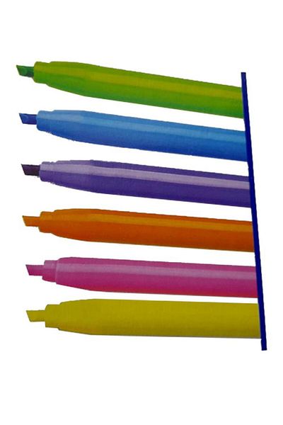 Pensan Mark Pen Highlighter 1 Pack of 6 Yellow Green Pink Purple Orange Blue 5 mm Highlighter