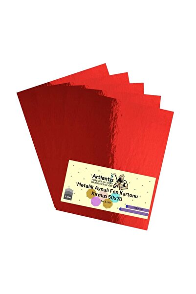 Artlantis Kırmızı 50x70 Metalik Aynalı Fon Kartonu 5 Adet 1 Paket Aynalı Metalik Fon Kartonu