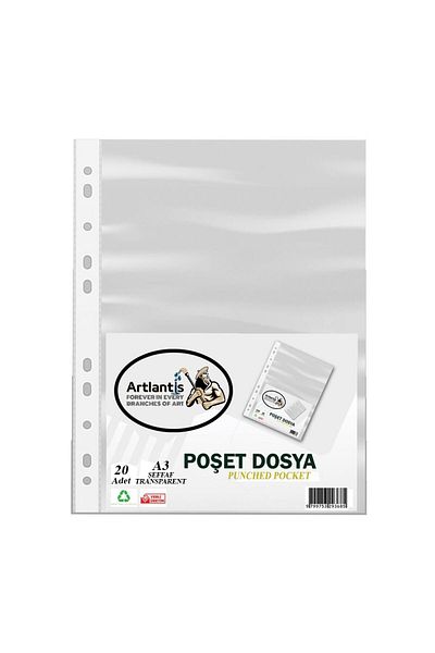 Artlantis A3 Bag File Upright 20 Pieces Transparent Foyer File 1 Pack Office School Desk Edge Perforated Bag File