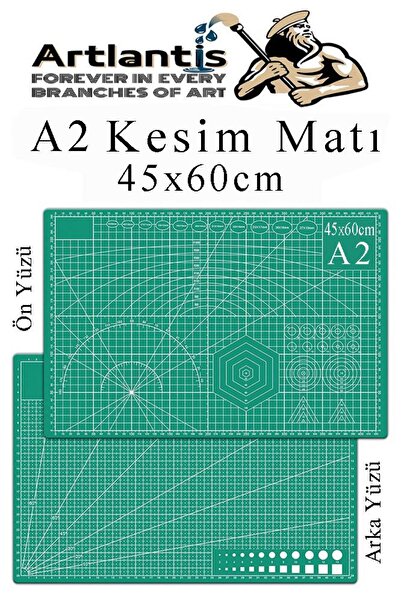 Artlantis Kesim Matı A2 45x60 cm Çift Taraflı 1 Adet Çizim Matı Kesme Madı Ke...