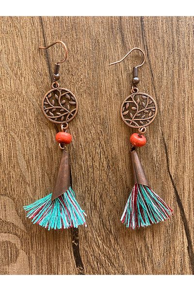 Store Boho Style Tufted Dangle Design Earrings