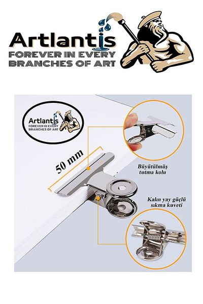 Artlantis Spring Hanging Tongs Clip 50 Mm 12 Pieces Metal White Pincer 140 Sheets Capacity Smooth Latch Skinny