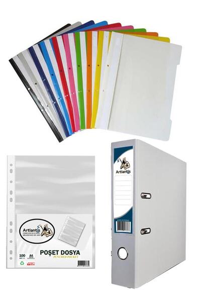 Artlantis Beyaz Büro Klasörü Telli Dosya ve Poşet Dosya Seti 1 Adet Büro Klas...
