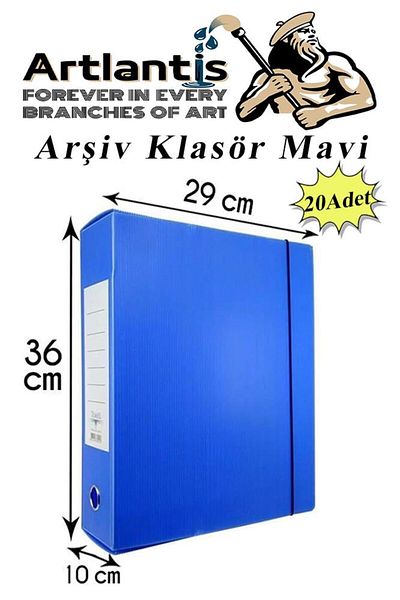 Artlantis Blue Archive and Project Box 29x36x10cm 20 Pieces Archive Folder with Elastics Plastic Archive Folder Office School