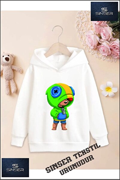 SİNSER TEKS Φούτερ με λευκή κουκούλα για κορίτσια/αγόρια με στάμπα ''BRAWL ST...