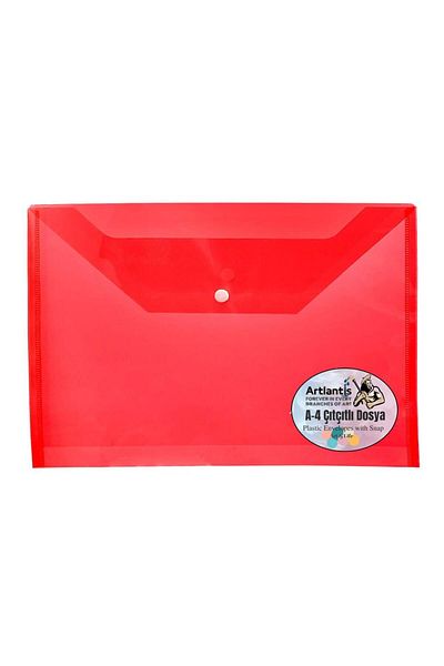 Artlantis A4 Red Transparent Colored Envelope File with Snap Fasteners 1 Piece Snap File 1 Piece