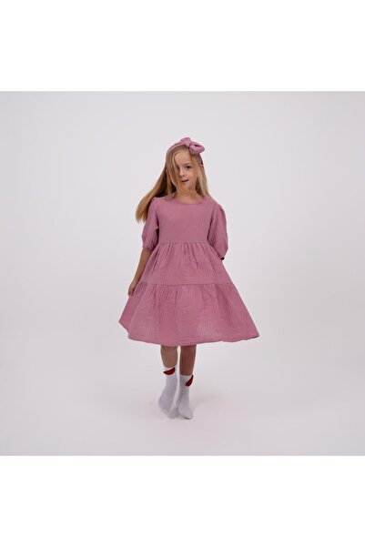 Lolons Kız Çocuk Bisiklet Yaka Fiyonklu Elbise