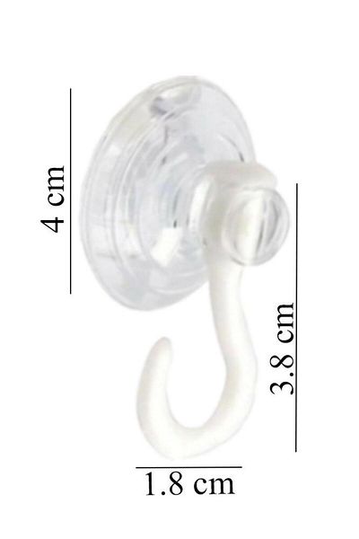 Artlantis Hanging Suction Cup Kiss 4 Cm 12 Pieces Large Hooked Glass Suction Cup Kiss Glass Hanger PVC Suction Cup Kitchen Bath