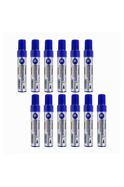 Mikro Blue Permanent Marker Marker Cut Tip Parcel Pen Blue 10 Mm Mr-6010 12 Pieces