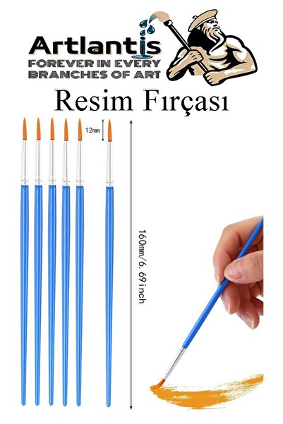 Artlantis Resim Fırçası 10 Adet Ekonomik Sentetik Fırça Suluboya Akrilik Boya Guaj Boya Yağlı Boya Resim Boyam