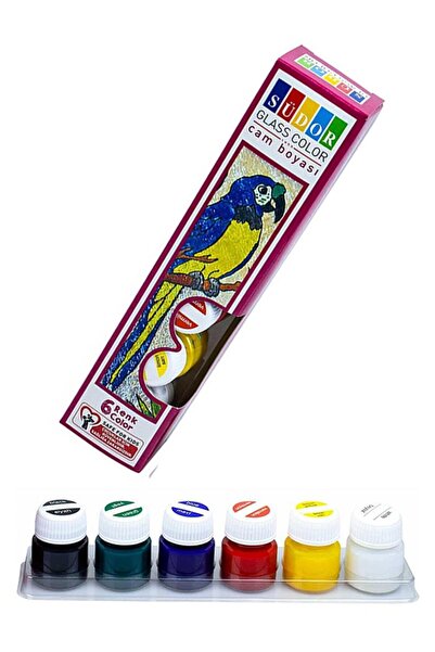 Südor Cam Boyası 6 Renk 15 ml 1 Paket Cam Vitray Boyası Vitray Boya Seti 6 lı