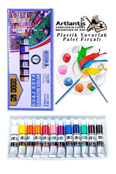 Artlantis Guaj Boya 12 Renk Mydido 9 Ml Tüp 1 Paket 12 Li Guaj Boya Seti ve Y...