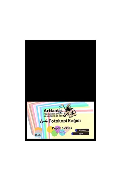 Artlantis Siyah Renkli A-4 Fotokopi Kağıdı 25 li 1 Paket Fotokopi Renkli A4 K...