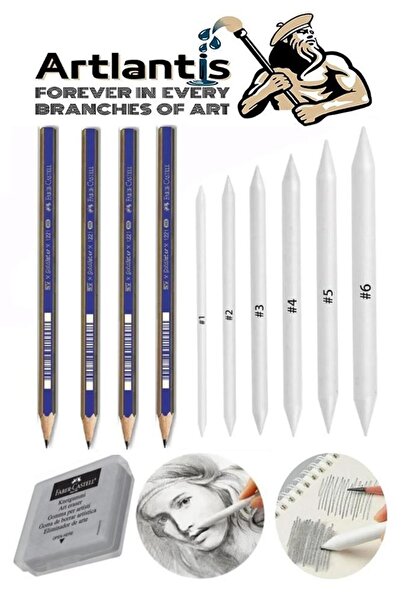 Artlantis Karakalem Seti 15 Parça 1 Paket Gölgelendirme Kalemi Hamur Silgi Dereceli Kalem Kaynaştırma Kalemi K
