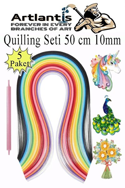 Artlantis Quilling Seti 10 mm Kalın 5 Paket Quling Kağıt Katlama Kıvırma Sana...