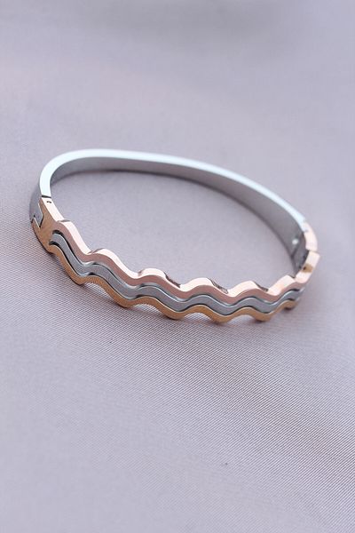 Skygo 316l Anti-Tarnish Steel Mix Color Curved Women's Cuff Bracelet