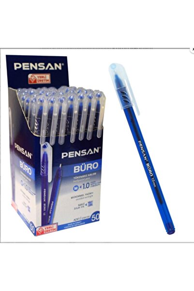 Pensan Tükenmez Kalem 50 Adet Mavi Renk 1.0mm Büro Tipi Ballpoint Büro Tükenm...