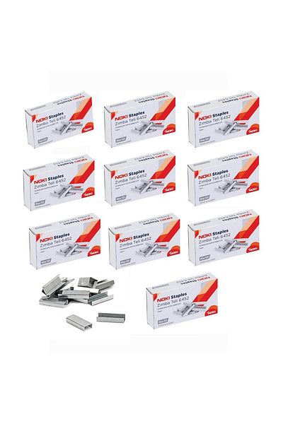 Noki Nickel White Staples - 1000 Pieces, 10 Pack, No:10, 6452 Model