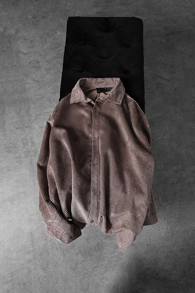 Slatra Ανδρικό Καφέ Oversize Βελούδινο Πουκάμισο