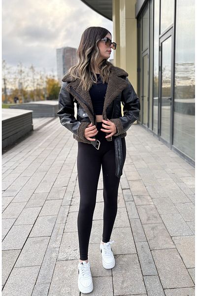 RHONES Lamined Leather Women's Coat with Complete Fur Inside