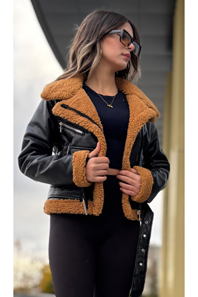 RHONES Dámský kabát z laminované kůže s kompletní kožešinou uvnitř