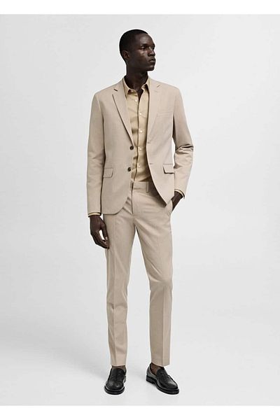 MANGO Man Striped Trousers with a Leg-Shrink Cut