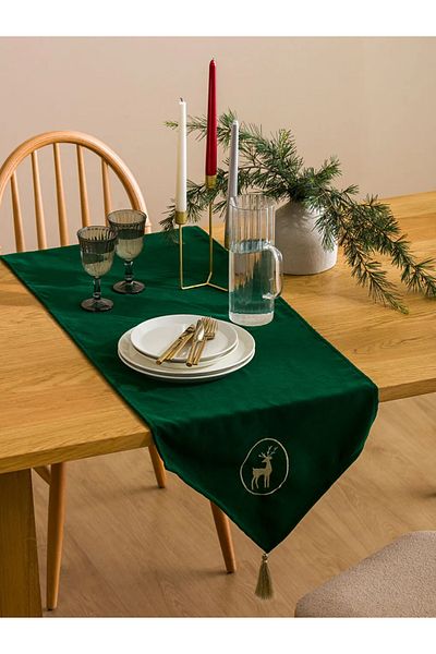 LC Waikiki Home Green Embroidered Tassel Detailed Runner 45X150 cm