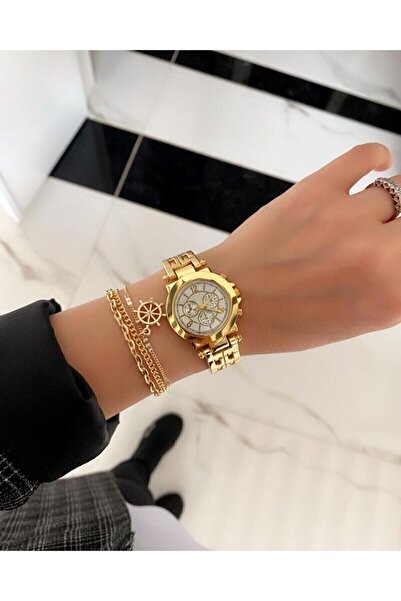 ÇENÇEN Altin Kol Saati Çelik Analog Saat