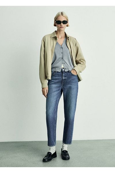 MANGO Woman Mom2000 Pantaloni Mom Jean cu talie înaltă