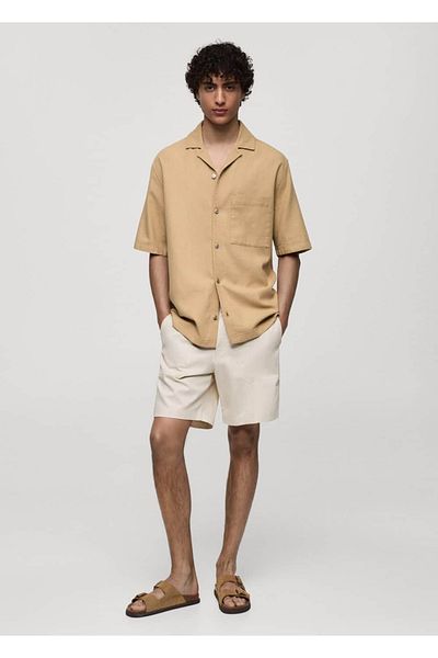 MANGO Man Comfortable Cut Cotton Shirt with Pockets