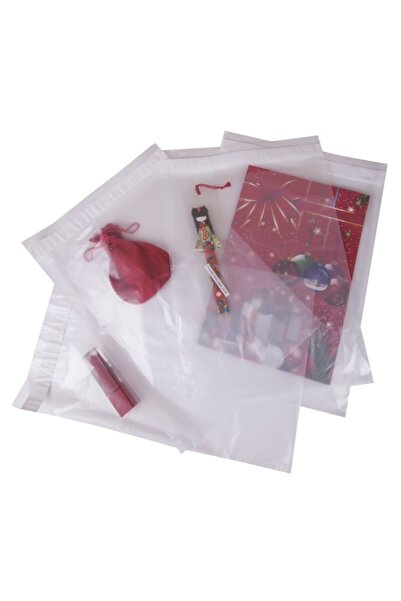 BossPack Buzlu Şeffaf Kargo Poşeti (18X25+5 CM) Cepsiz Kargo Poşeti (50 ADET)