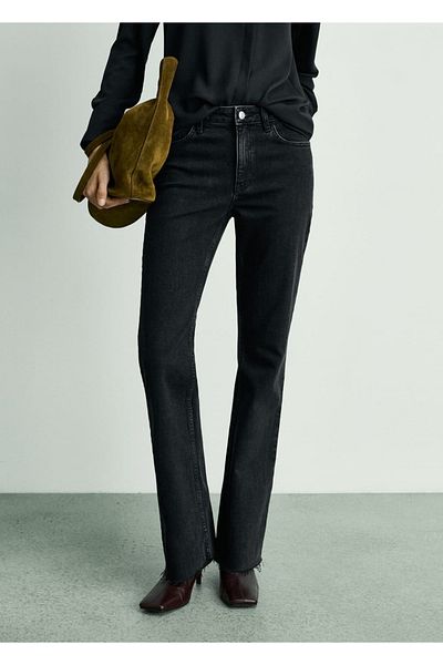 MANGO Woman Mid Waist Flare Jean Trousers