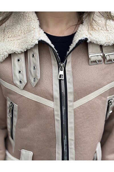 RHONES Dámský kabát z laminované kůže s kompletní kožešinou uvnitř