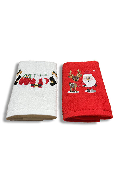 Ellaline New Year's Towel Set - 2-Piece Embroidered, 100% Cotton, Certified, Hand Face and Kitchen Guest Christmas 30X50Cm