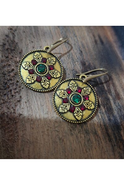 azra takı tasarım Colorful Women's Earrings with Handmade Crystal, Brass Dangle