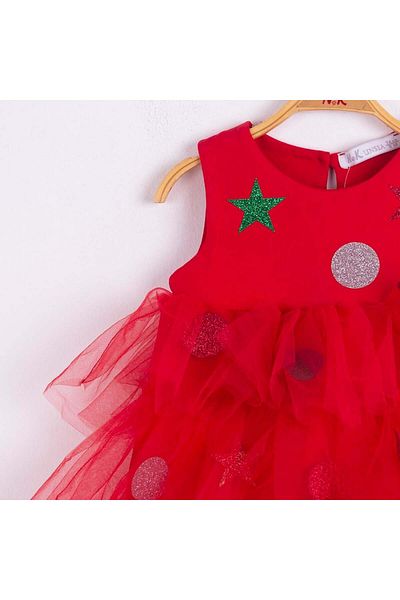 nk kids Nk-73603 Pine Tree PAtterned ChristmAs Dress