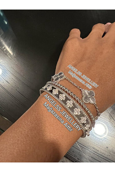 ANGELSS JEWELLERY İkili Kombin Van Cleef Gümüş Bileklik Van Cleef Gümüş Kelep...