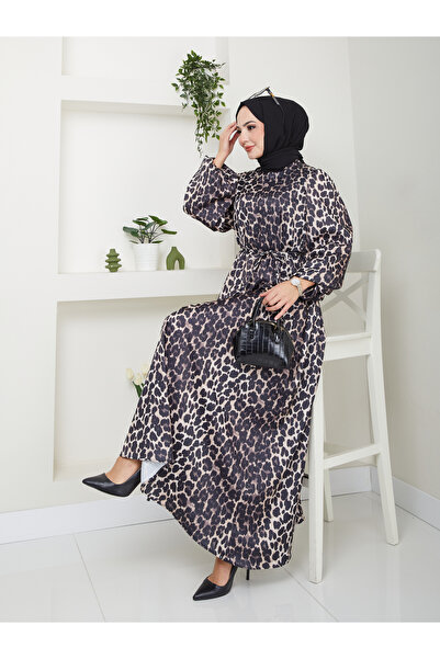 VOLT CLOTHİNG Дамска шифонена рокля с леопардови шарки