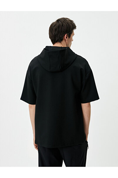 Koton Sweatshirt Eşofman Üstü Baskılı Kapüşonlu Kısa Kollu