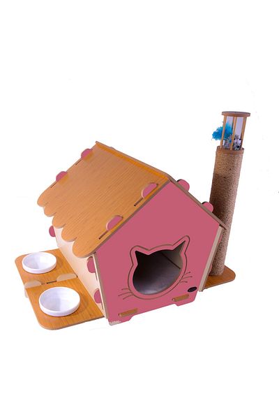 Patihomes بيت خدش للقطط 3 في 1 - طعام للقطط مغطى بالماء